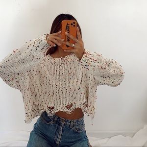 Polka dot knit sweater